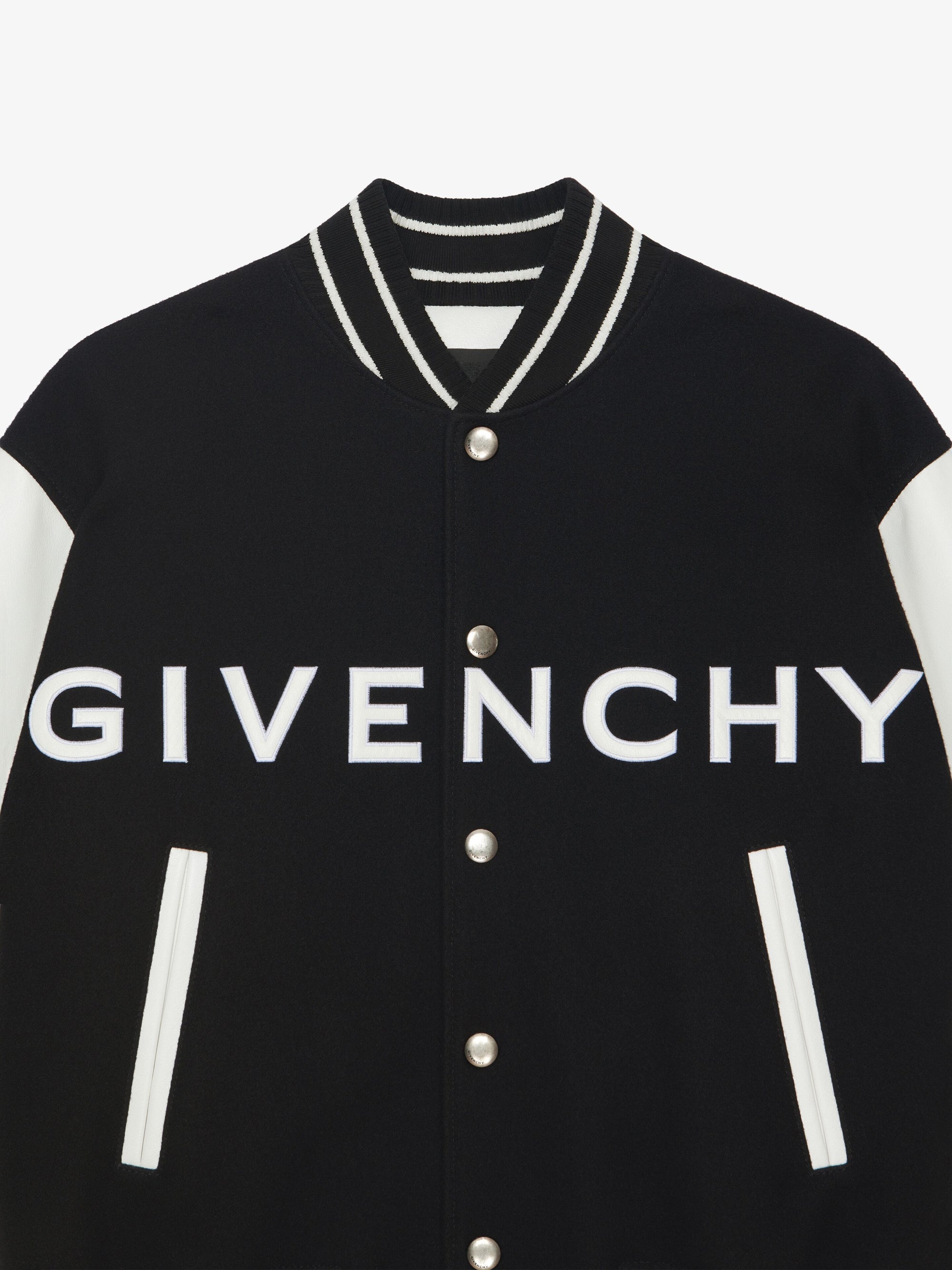 Bomber en laine varsity - Noir & Blanc