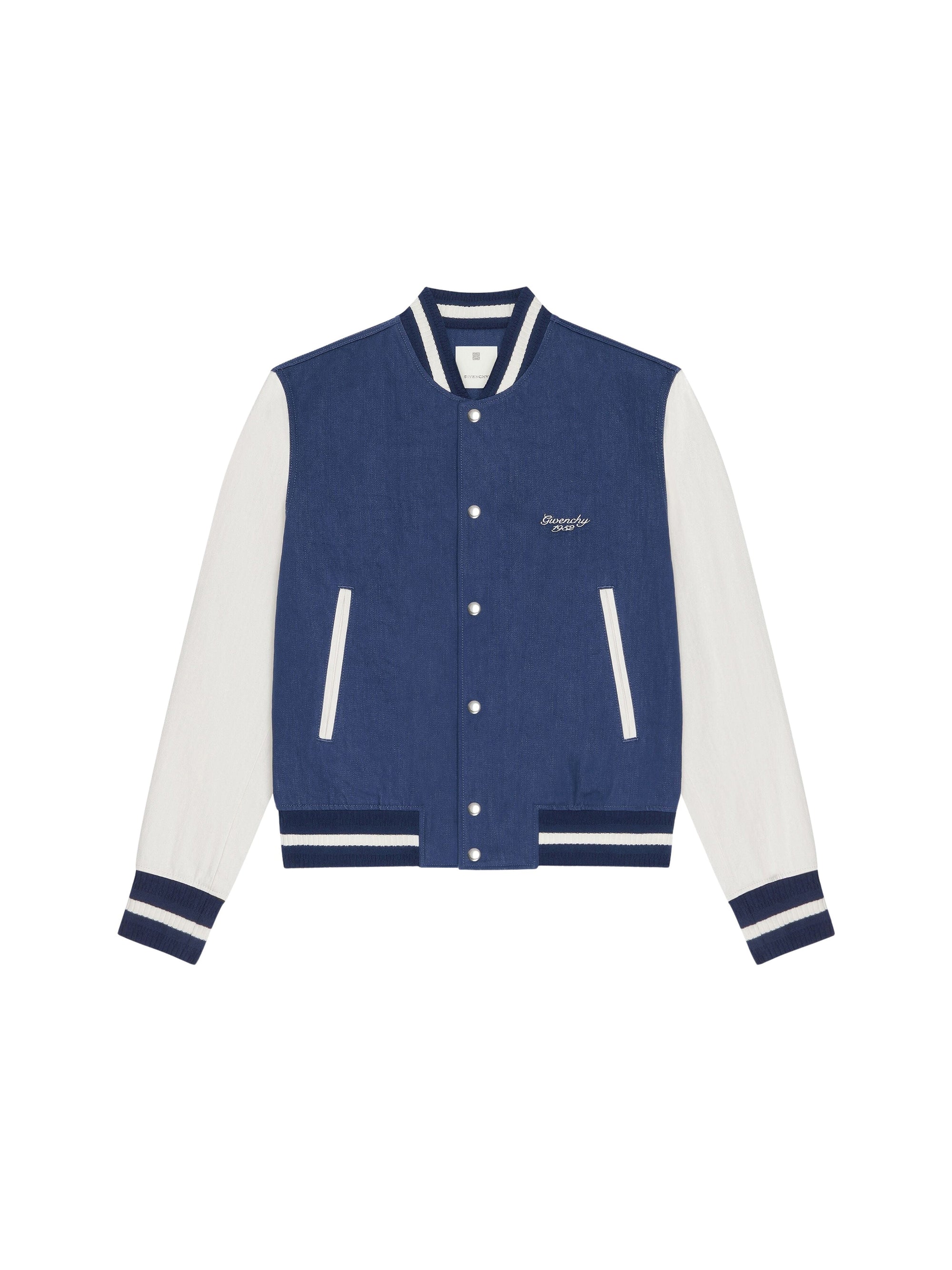 Blouson varsity Givenchy 1952 en denim - Blue & White