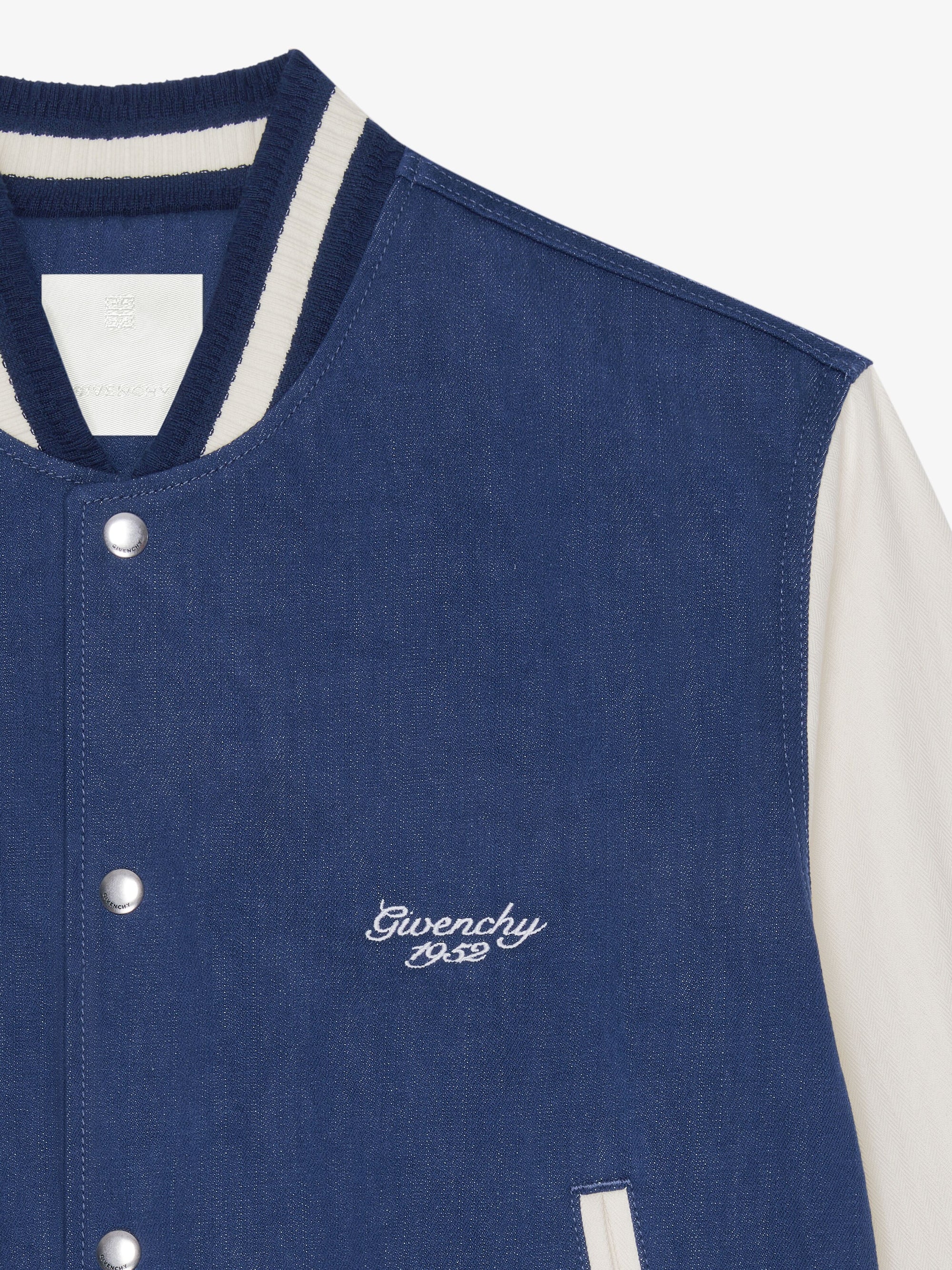 Blouson varsity Givenchy 1952 en denim - Blue & White