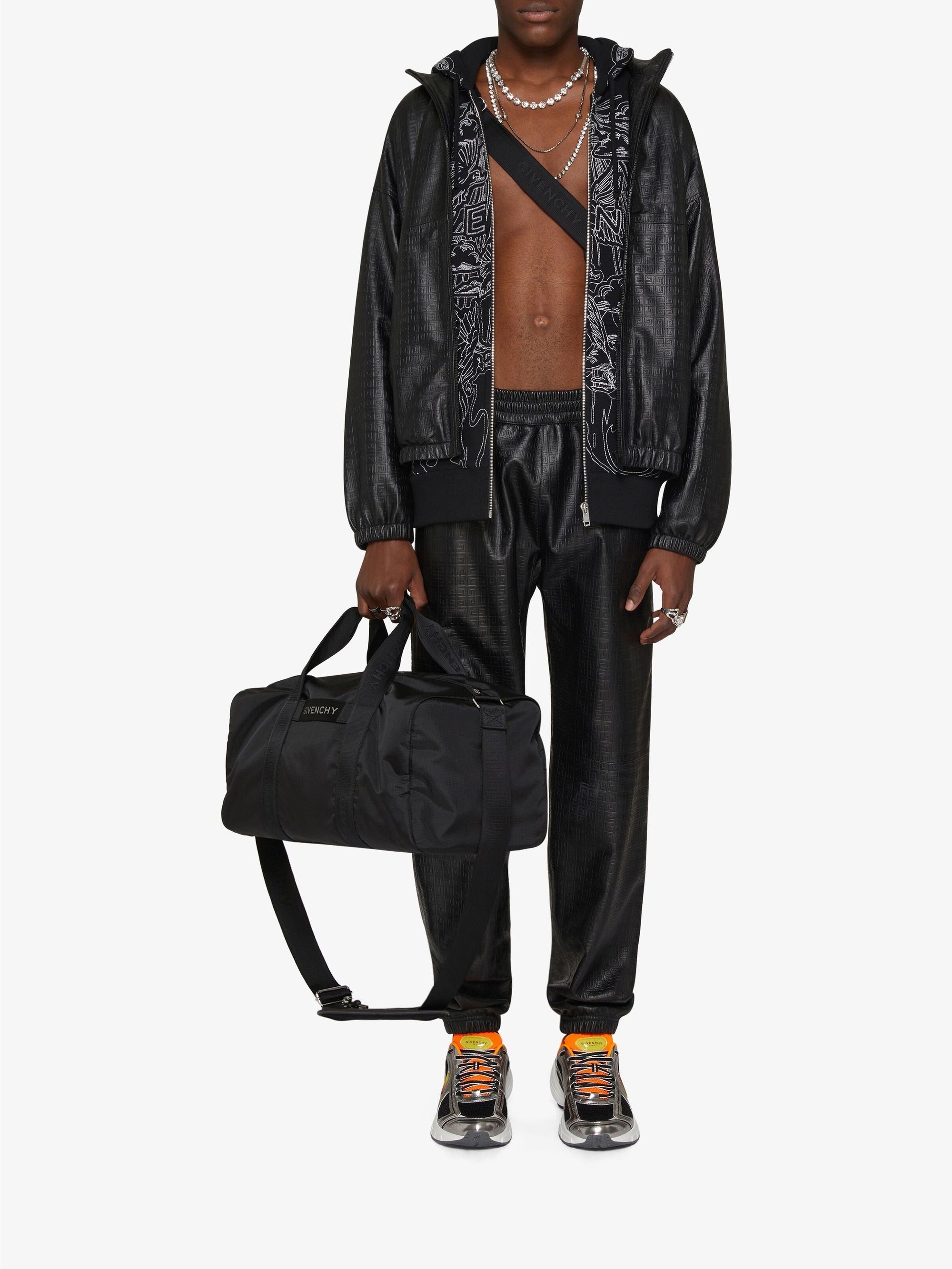 Veste de survêtement en cuir - Noir