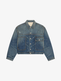 PLEATED AND SNAPPED DENIM JACKET