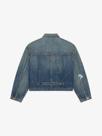 PLEATED AND SNAPPED DENIM JACKET