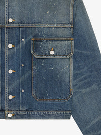 PLEATED AND SNAPPED DENIM JACKET