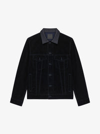 VELVET FLOCK DENIM WITH SATIN STRAP