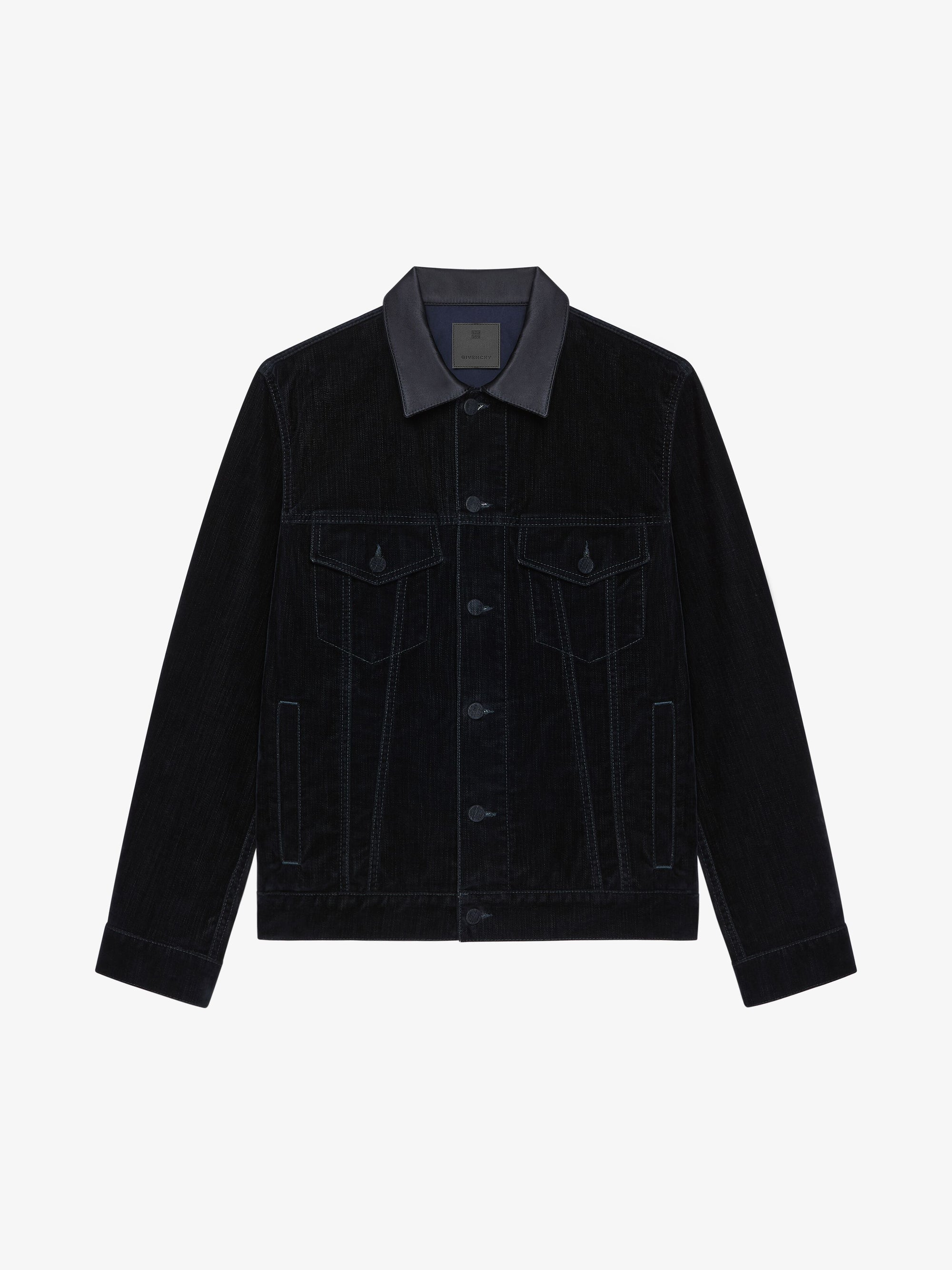 VELVET FLOCK DENIM WITH SATIN STRAP