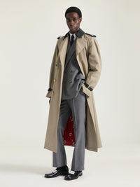LONG TRENCHCOAT WITH LEATHER DETAILS