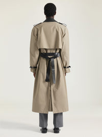 LONG TRENCHCOAT WITH LEATHER DETAILS