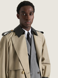 LONG TRENCHCOAT WITH LEATHER DETAILS