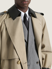 Trench long détails cuir - Beige