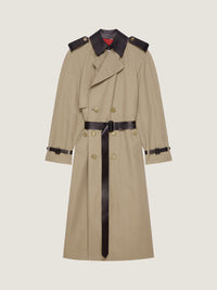 LONG TRENCHCOAT WITH LEATHER DETAILS