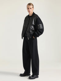 INTERLOCK WOOL KNIT & LAMB LEATHER