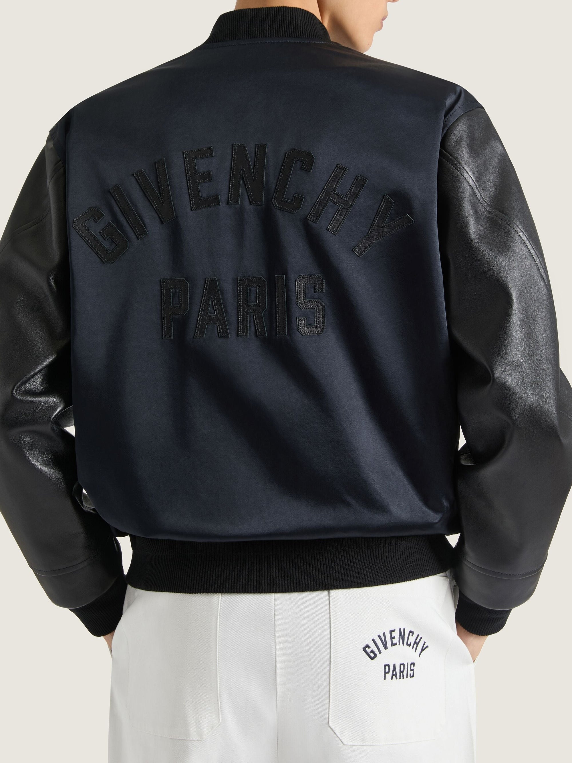 Veste bi-matière avec manches en cuir - Black & Black
