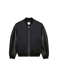 Veste bi-matière avec manches en cuir - Black & Black