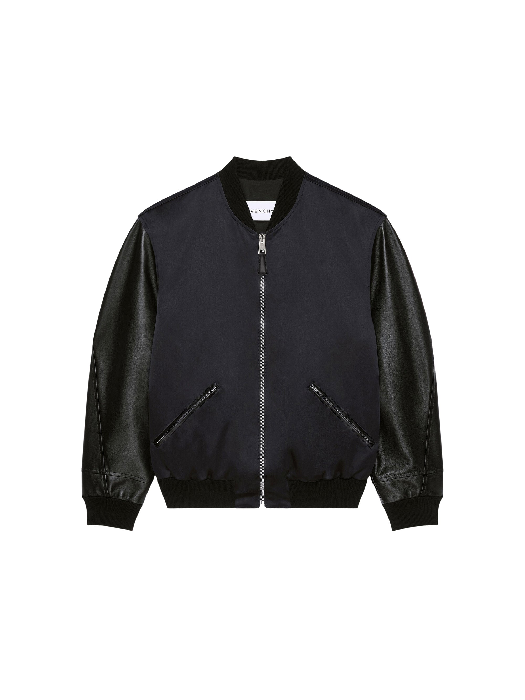 Veste bi-matière avec manches en cuir - Black & Black