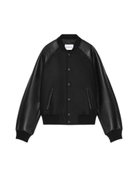Bomber bi-matière en laine - Black