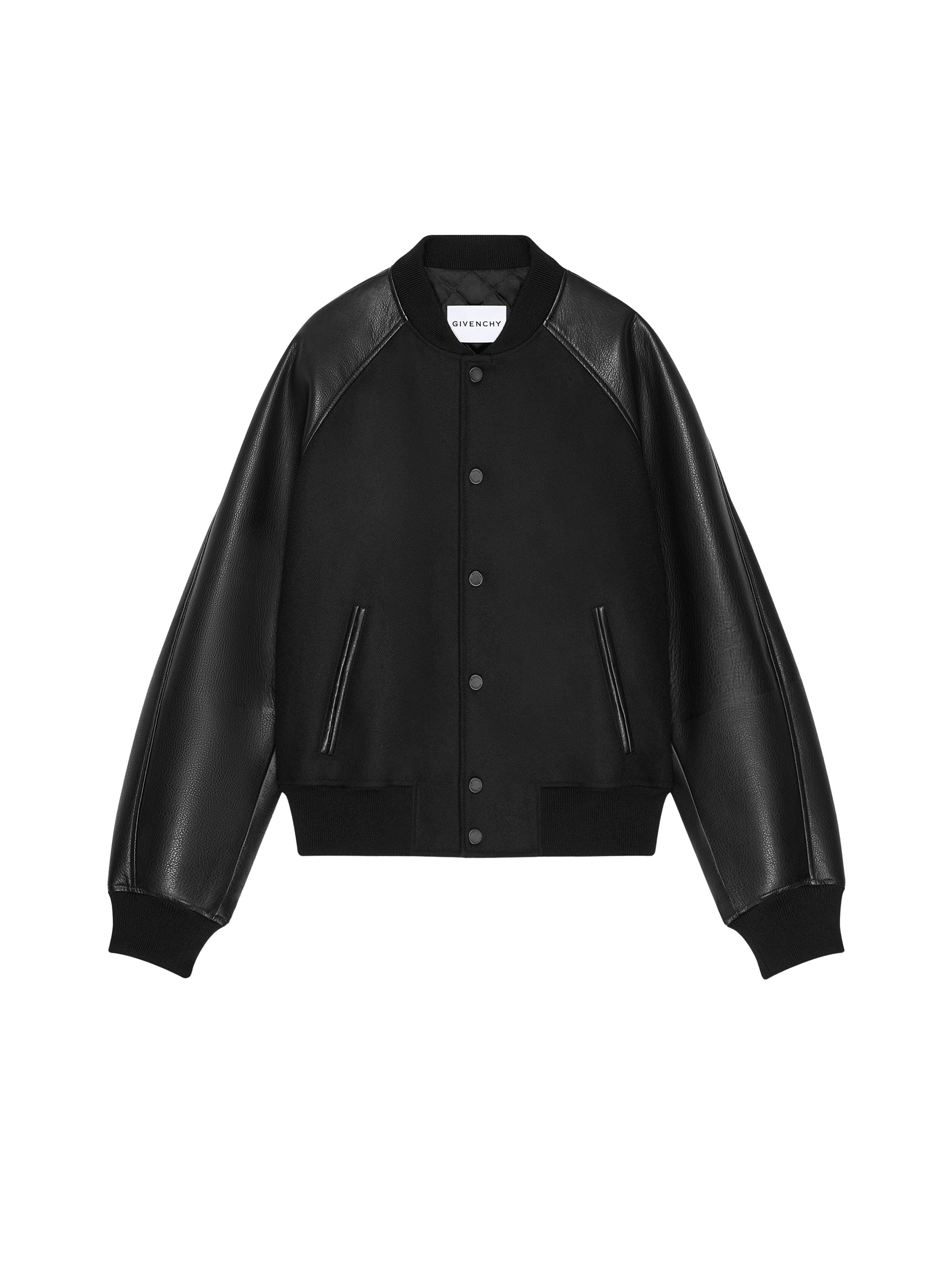 Bomber bi-matière en laine - Black