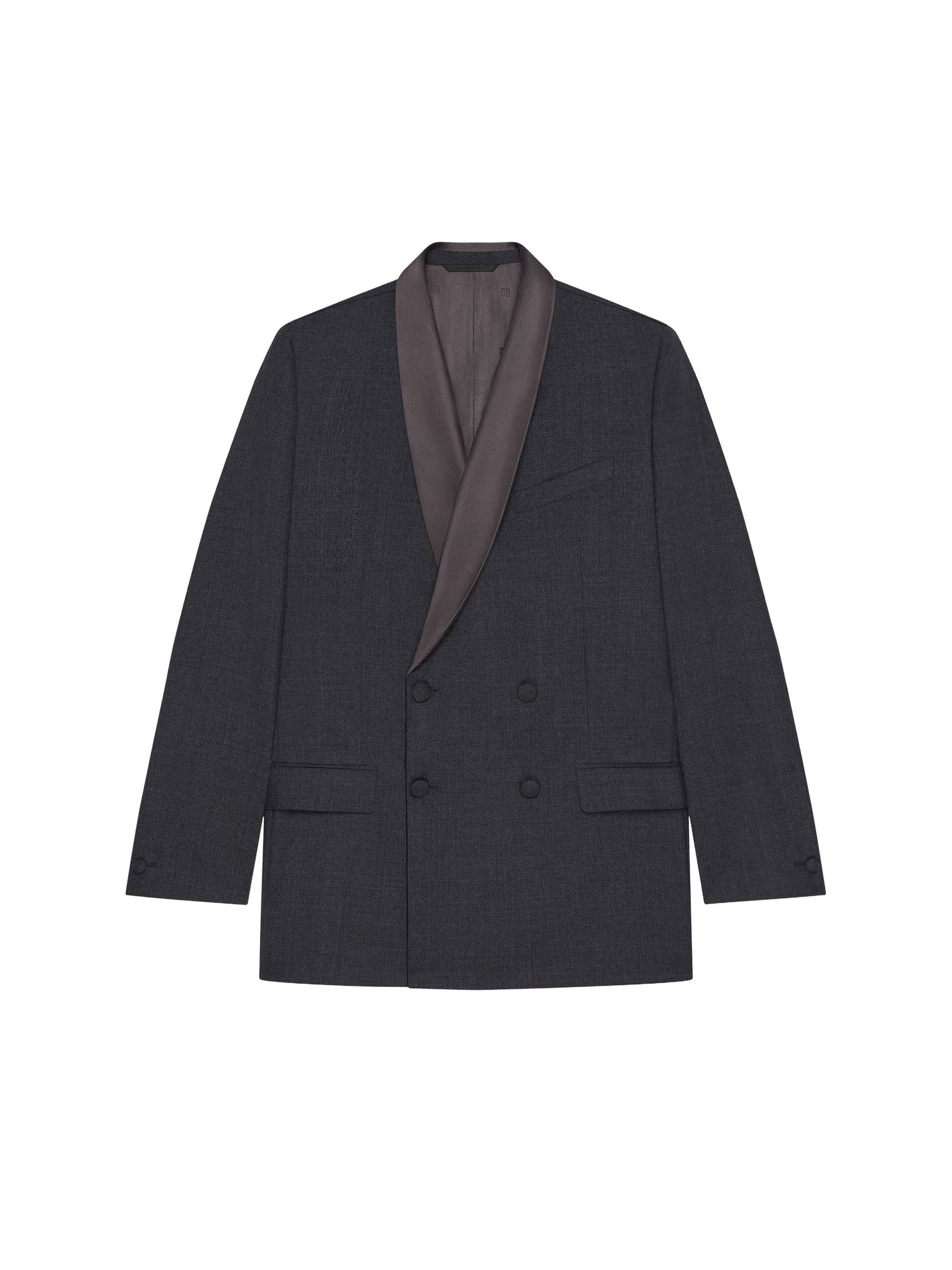 Veste croisée à col châle en laine - Dark Grey