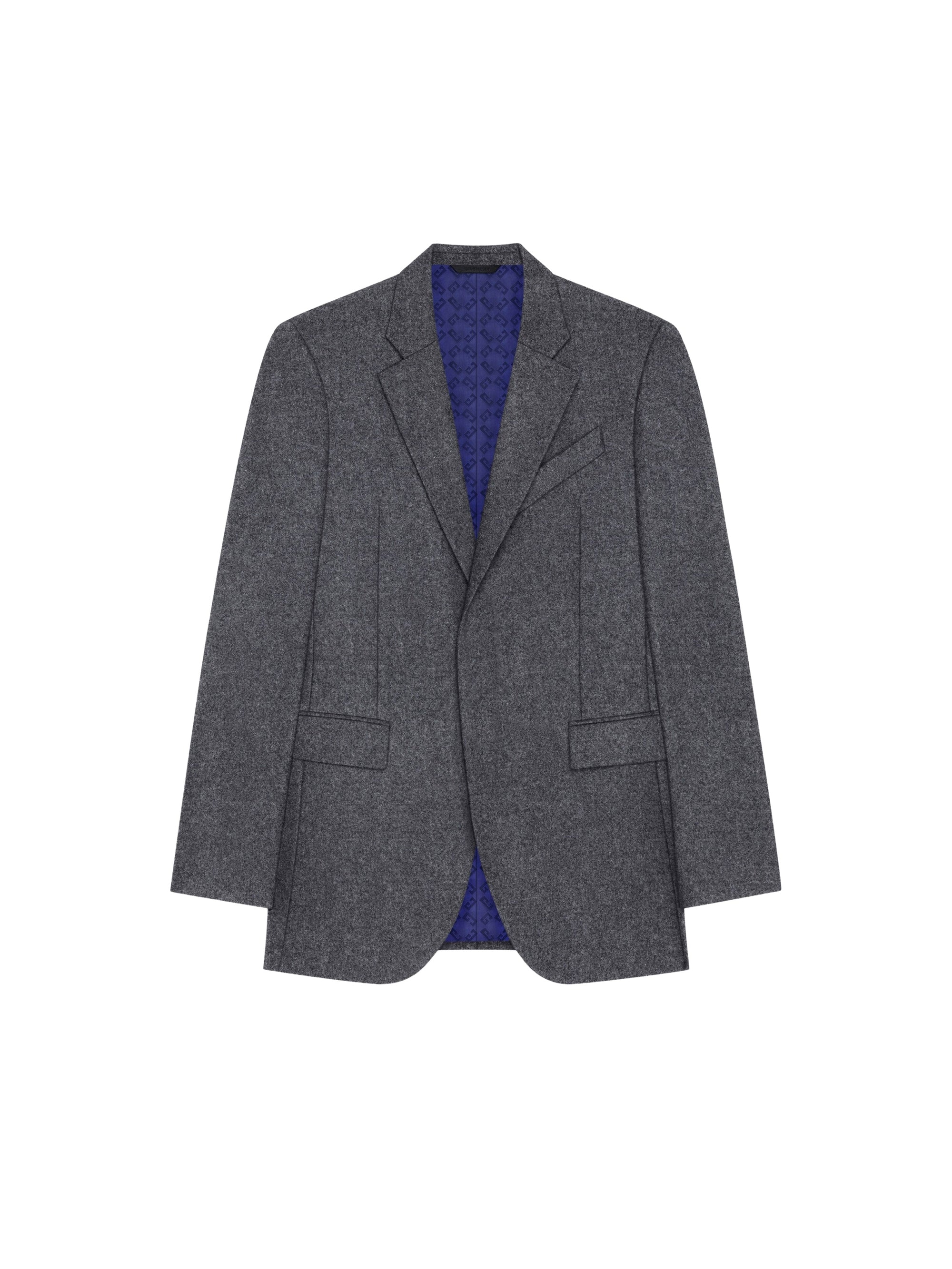Veste cintrée à revers crantés en laine - Medium Grey
