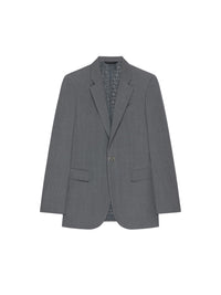 Veste droite détail métal en laine - Medium Grey