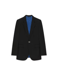 Veste droite détail métal en laine - Black