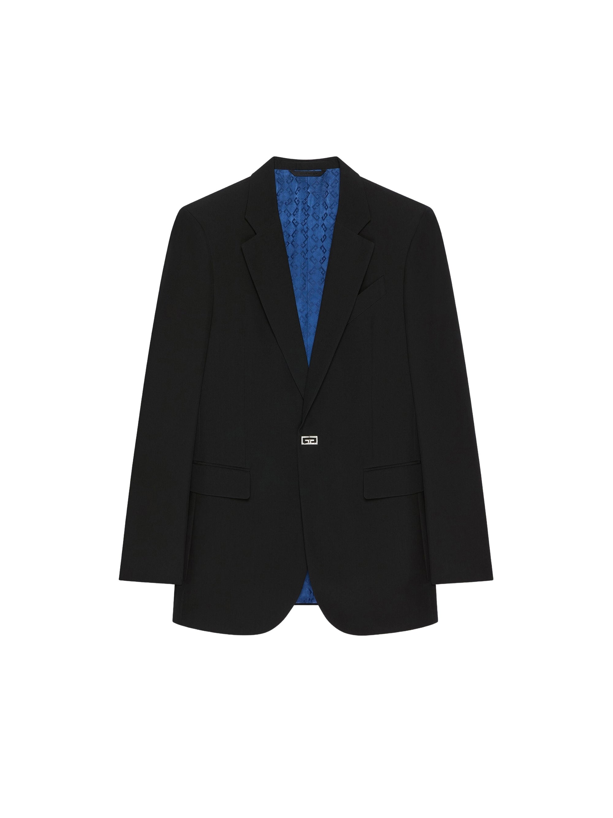 Veste droite détail métal en laine - Black