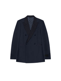 Veste de soirée croisée en laine - Navy