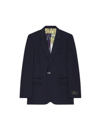 Veste droite détail métal en laine - Midnight Blue