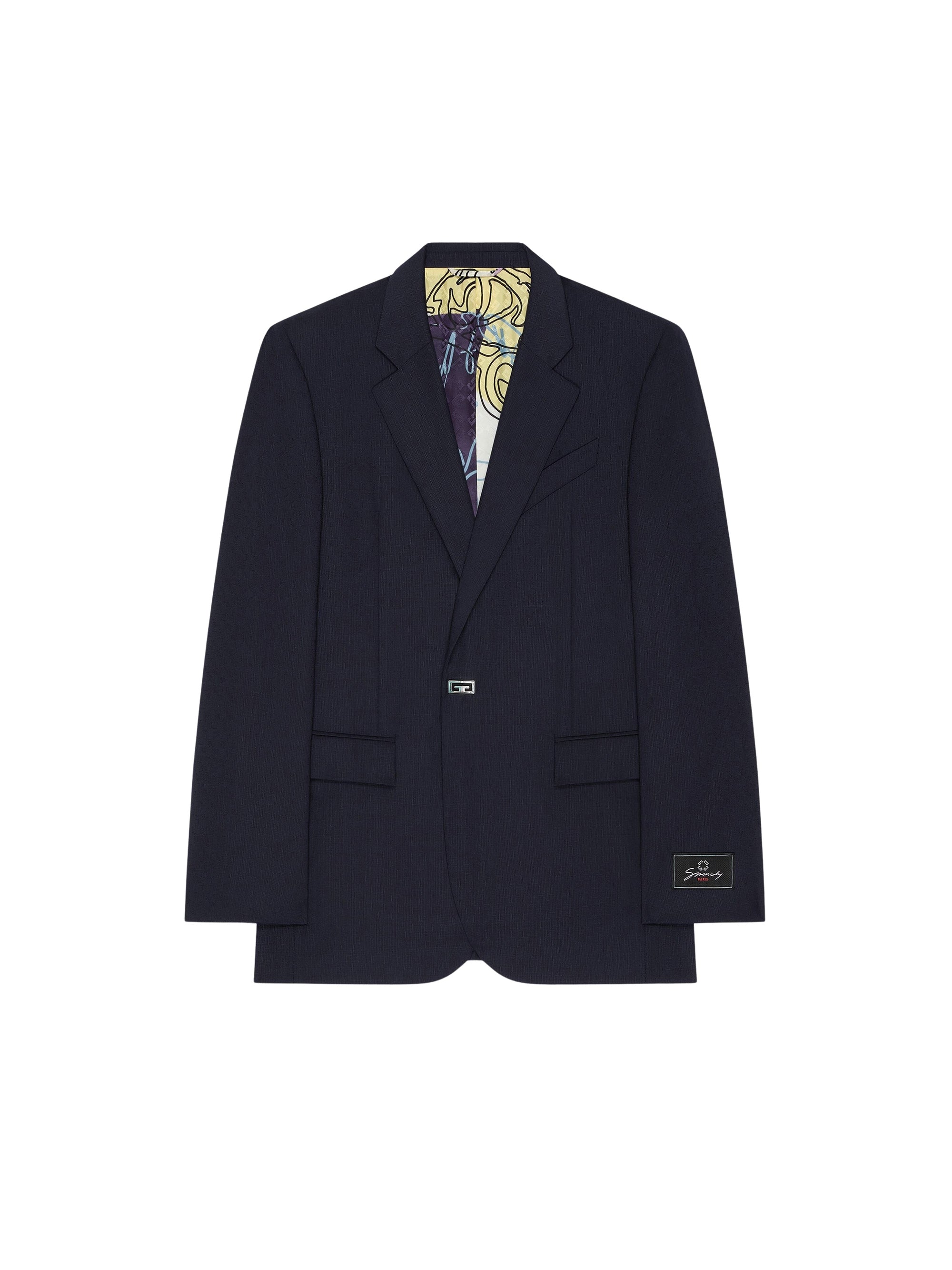 Veste droite détail métal en laine - Midnight Blue