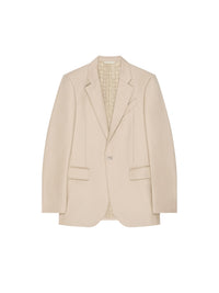 Veste droite détail métal en laine - Light Beige