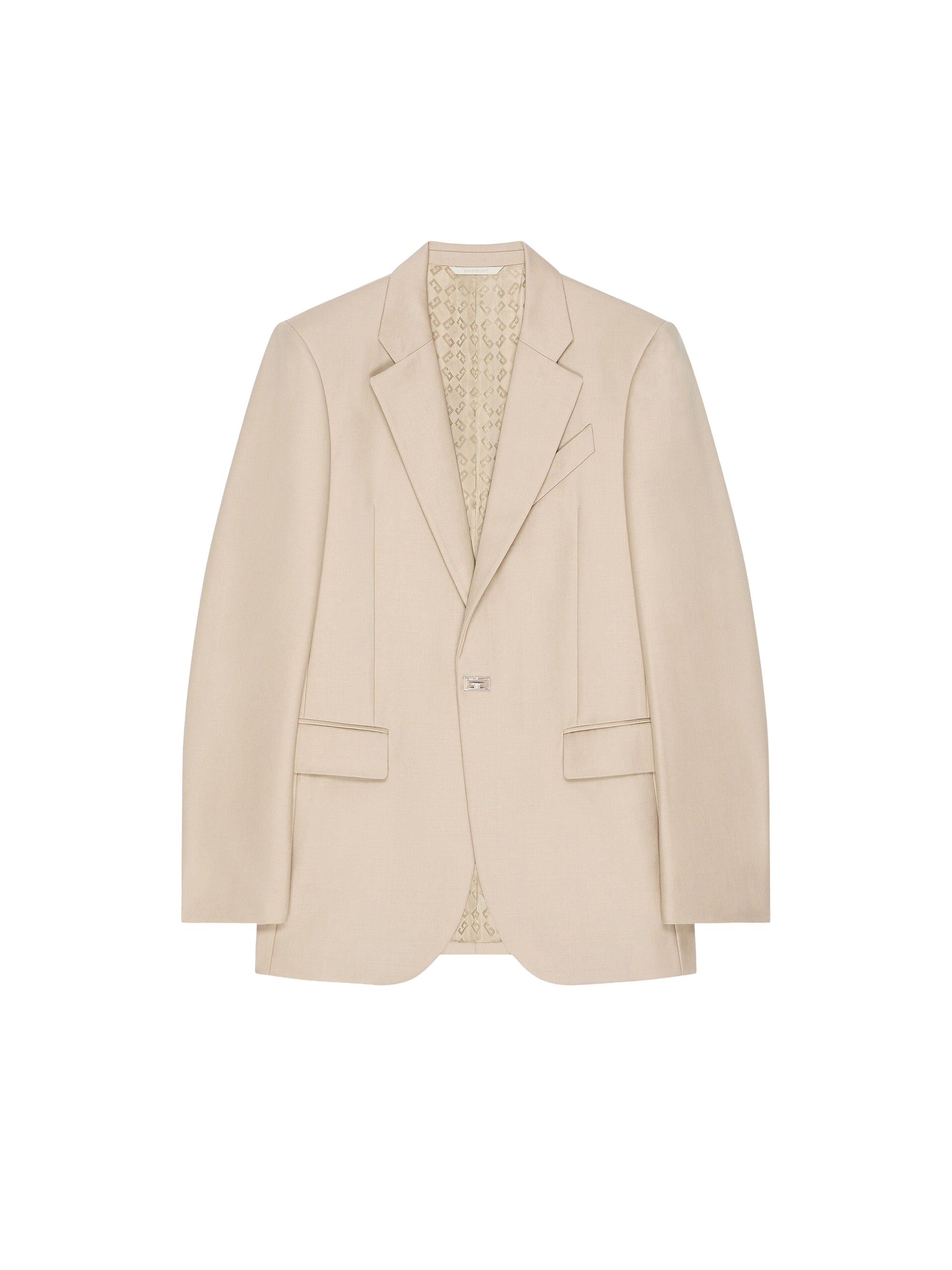 Veste droite détail métal en laine - Light Beige