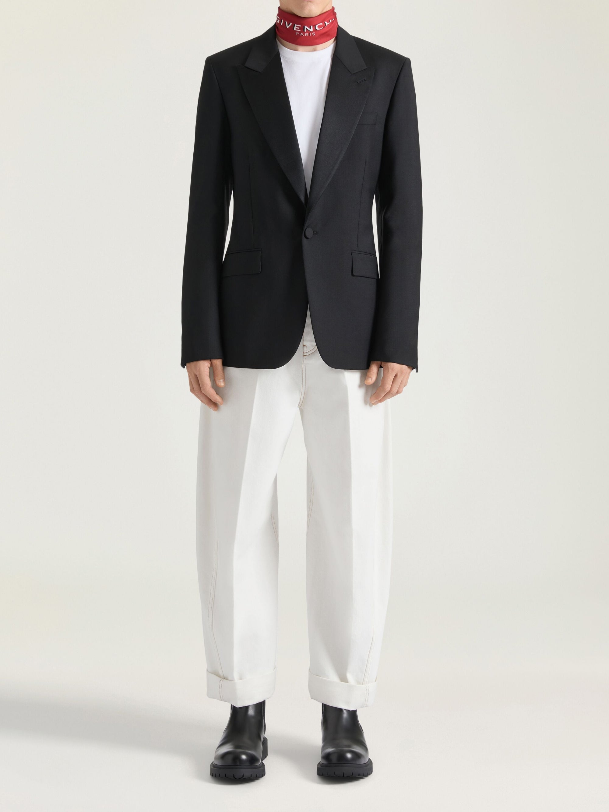 Veste de soirée à revers pointus en laine - Black