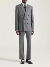Veste croisée à revers pointus en laine - Light Grey Melange