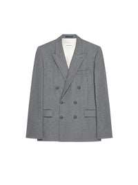 Veste croisée à revers pointus en laine - Light Grey Melange