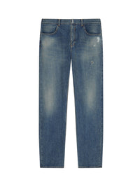 Jean droit destroyed vintage - Indigo Blue