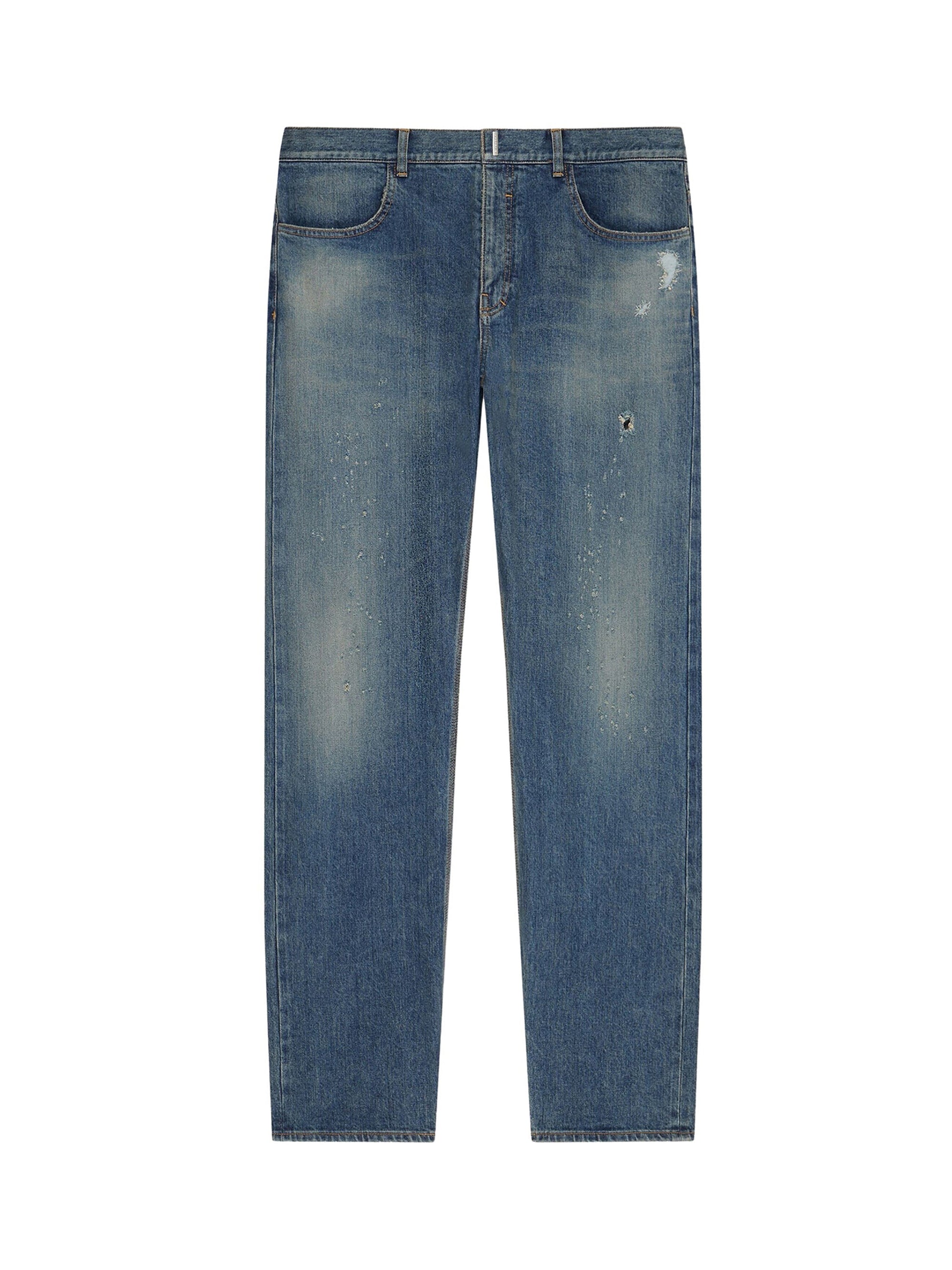 Jean droit destroyed vintage - Indigo Blue