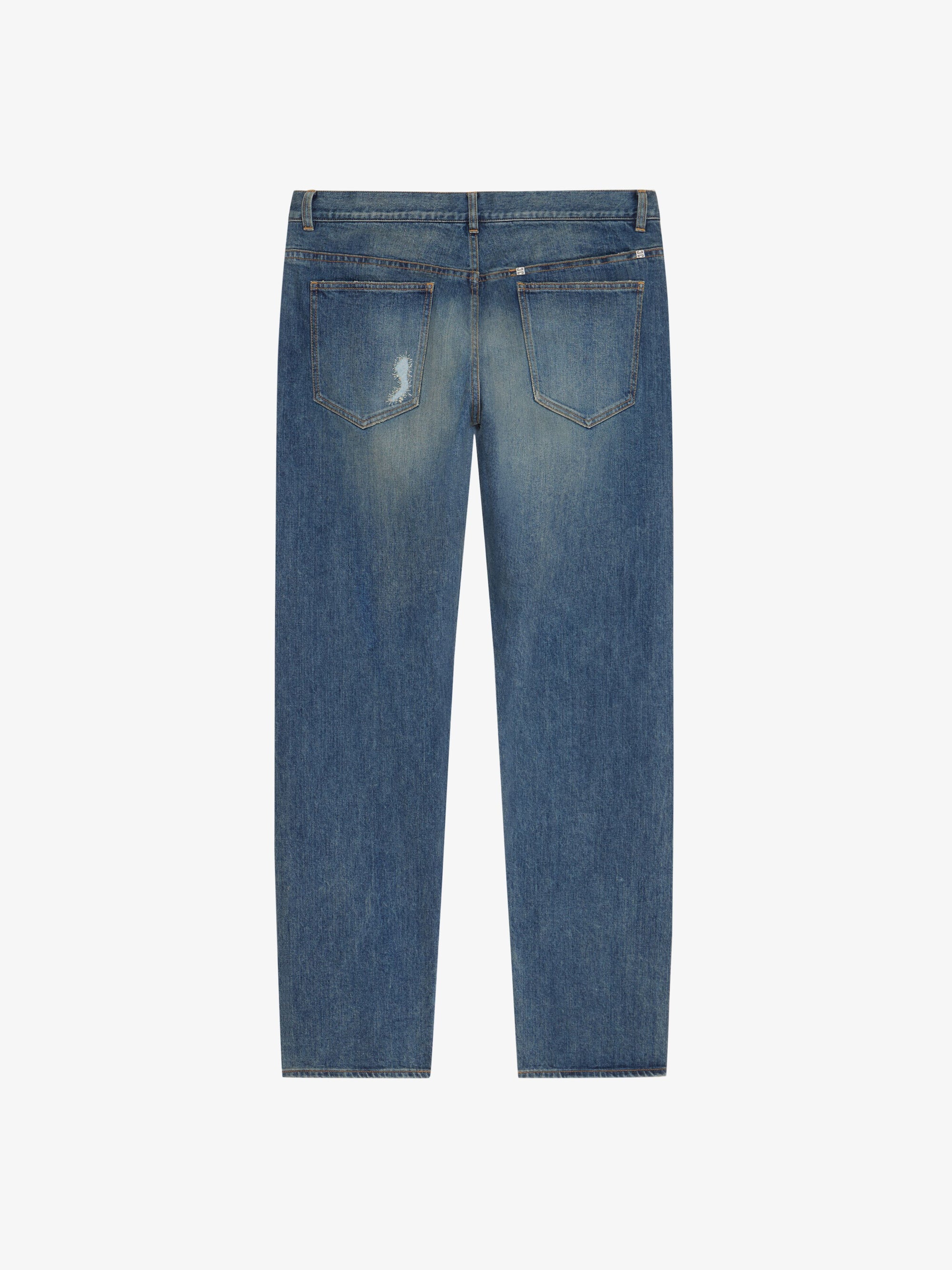 Jean droit destroyed vintage - Indigo Blue