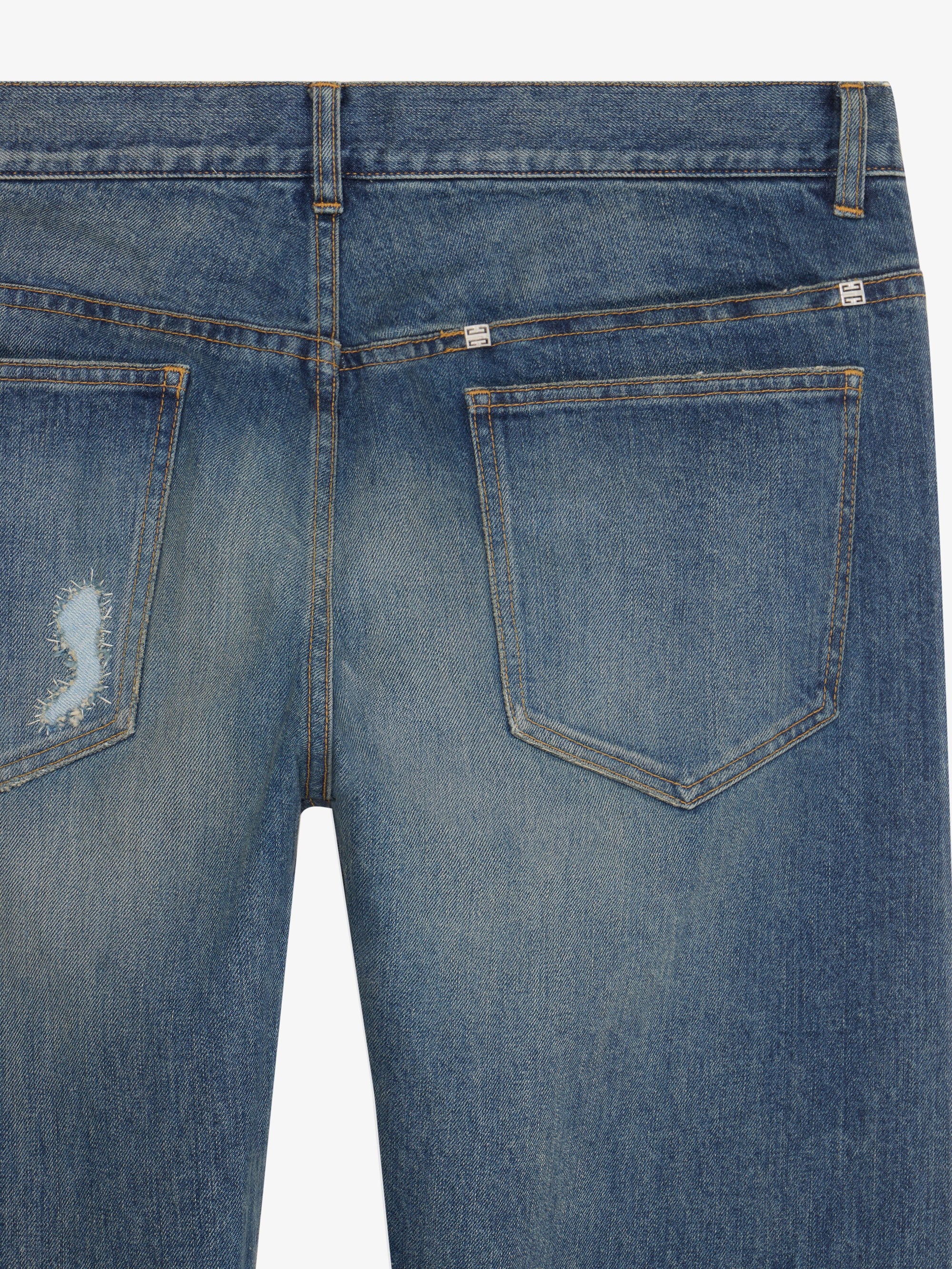 Jean droit destroyed vintage - Indigo Blue