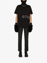 Pantalon slim à détails métalliques en laine  - Noir
