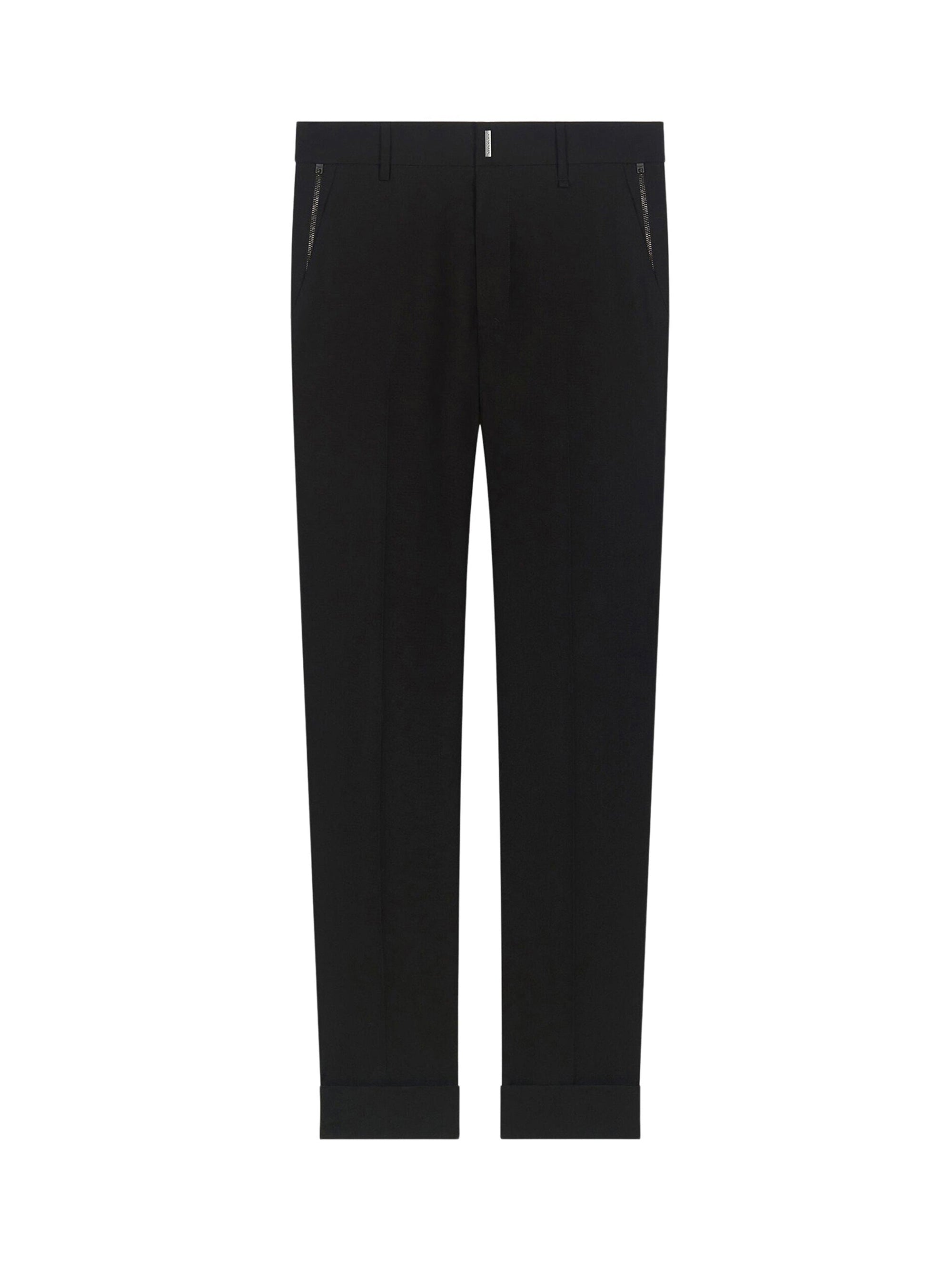 Pantalon slim à détails métalliques en laine  - Noir