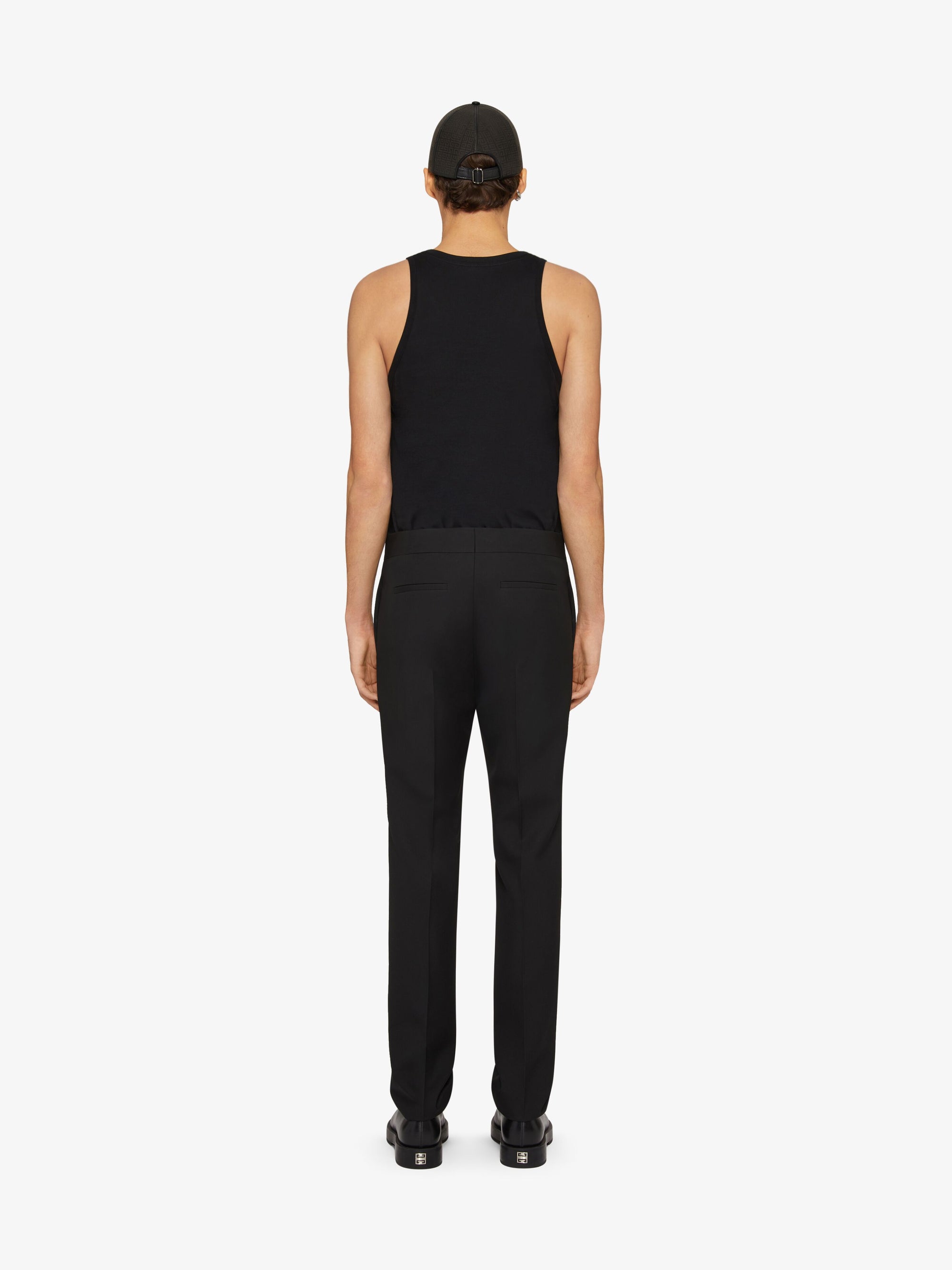 Slim-fit trousers with wool side chain - Black