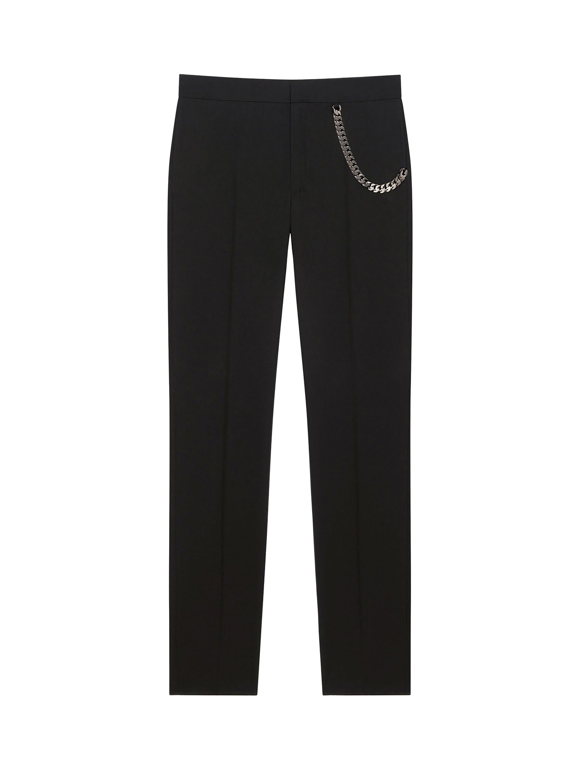 Slim-fit trousers with wool side chain - Black