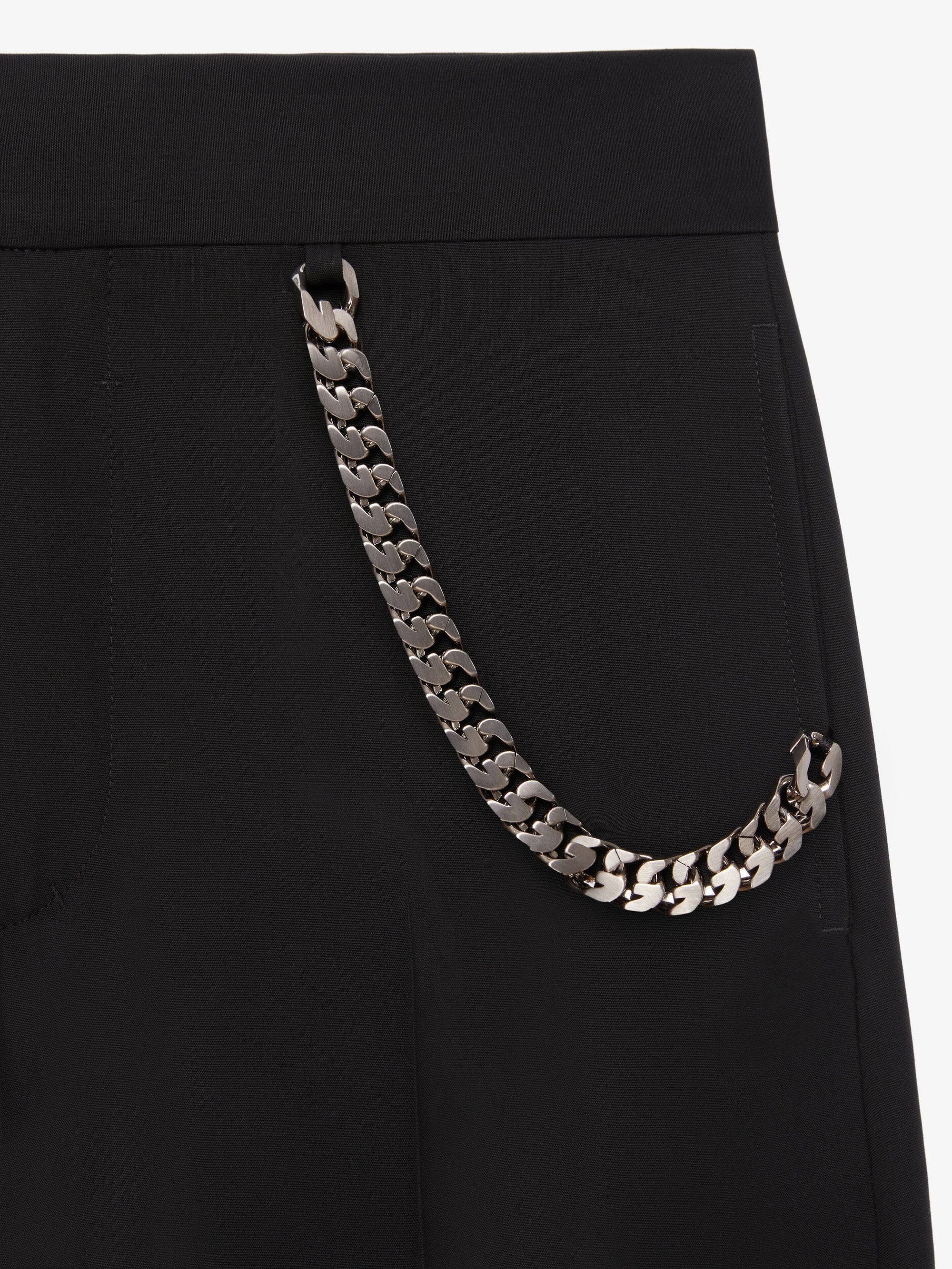 Slim-fit trousers with wool side chain - Black