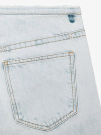 CUTTED BELT LOW RISE DENIM SHORTS