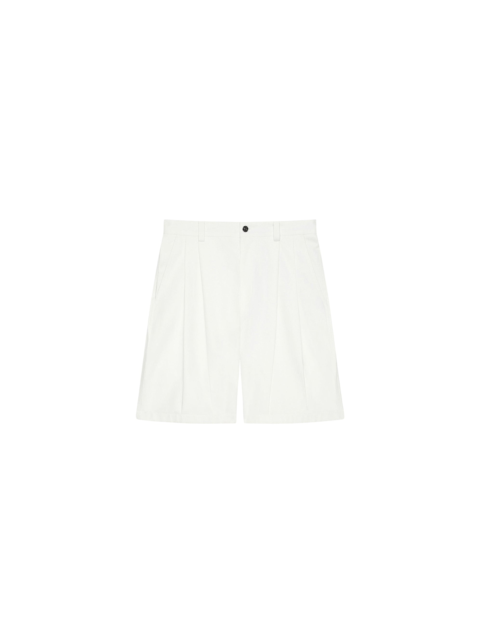 Short long ceinturé à pinces - Ivory