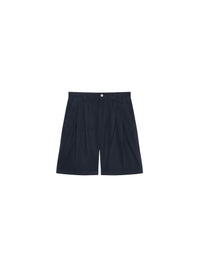 Long shorts with a belt and pleats – Dark Blue