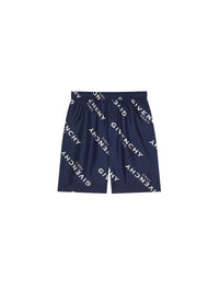Short à taille élastiquée en soie - Navy