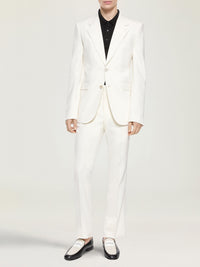 Pantalon droit tailleur en laine - Ivory