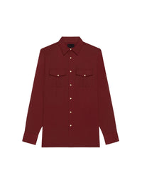 Chemise ajustée à poches en soie - Oxblood Red
