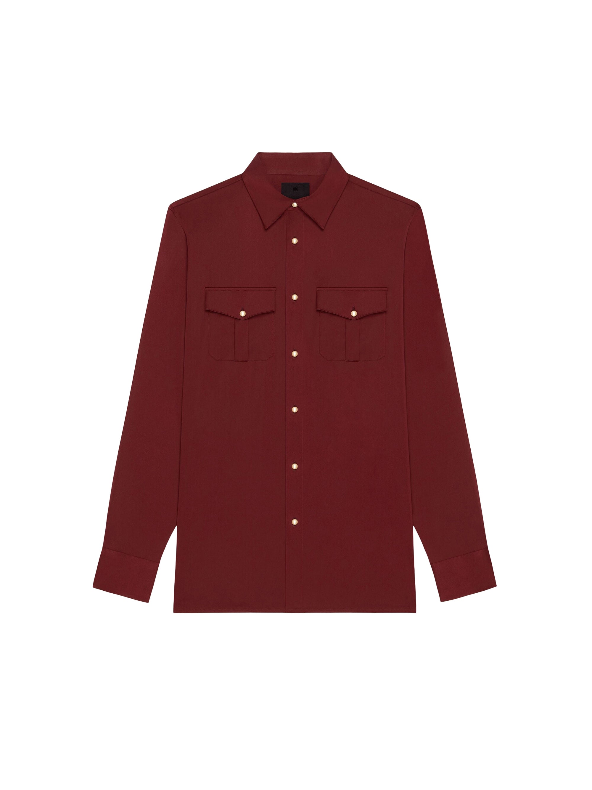 Chemise ajustée à poches en soie - Oxblood Red