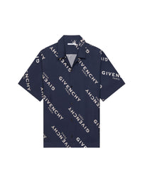 Chemise Bowling en soie - Navy